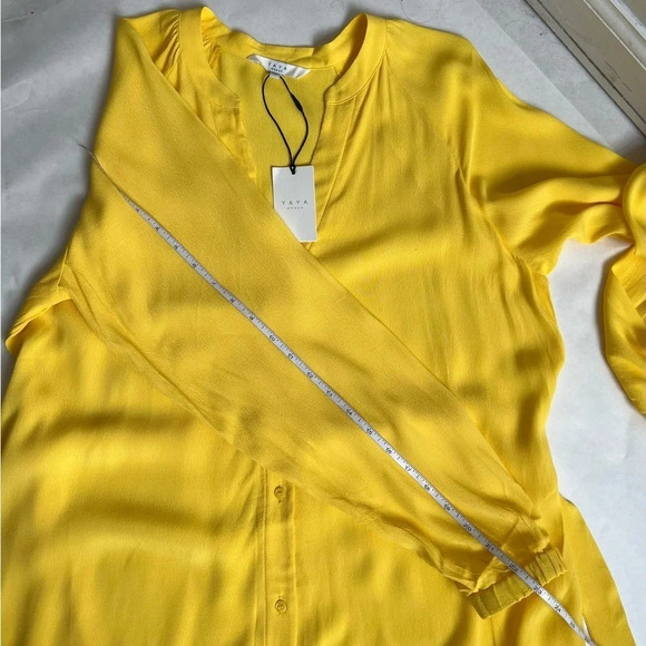 Ya Ya  Womens Sz US 10 Yellow Long Sleeve A-Line Maxi Dress Viscose NWT - Picture 10 of 14